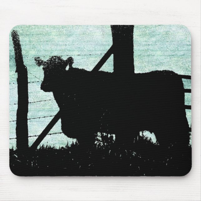 Grunge Cow Silhouette Mouse Pad (Front)