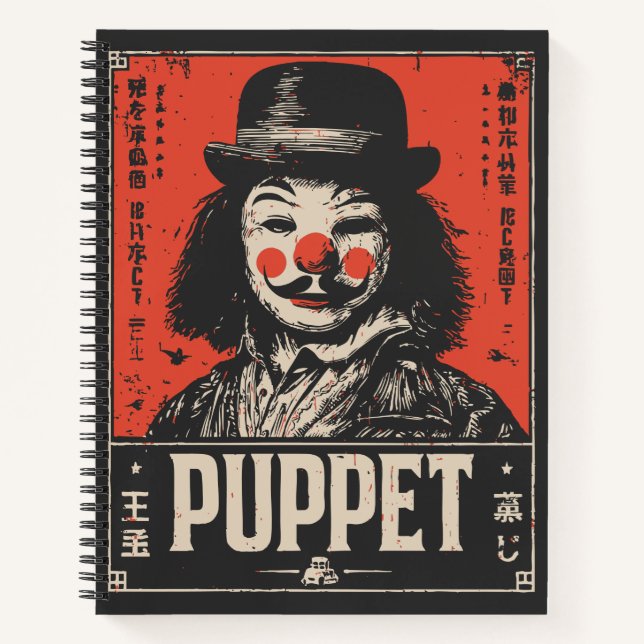 Grunge Creepy Puppet | Dark Circus Art Notebook (Front)
