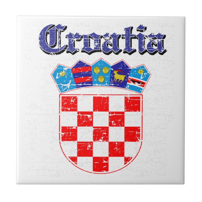 Grunge Croatia coat of arms designs Tile (Front)