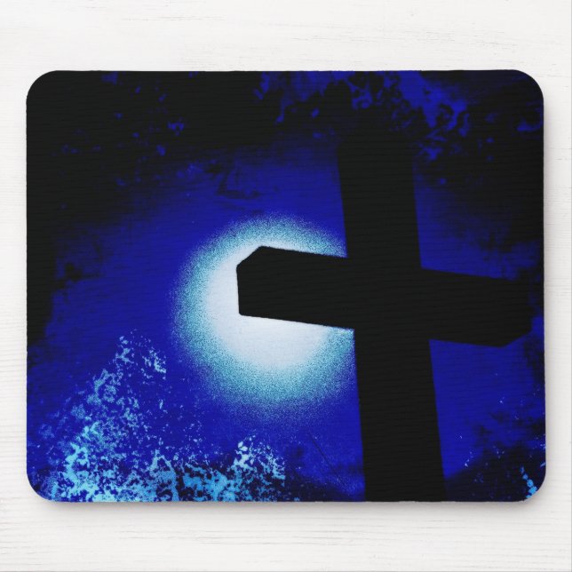 Grunge Cross Moonlight Mouse Pad (Front)