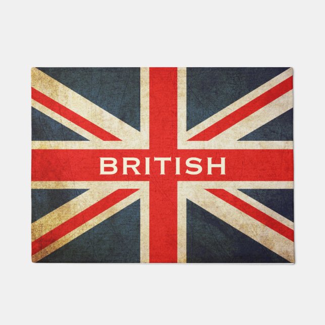 Grunge Custom Union Jack Post Doormat (Front)