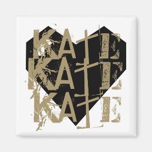 Grunge Customizable Name on Geometric Heart Magnet