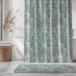 Grunge Damask Aqua Mint Blue Blush Pink