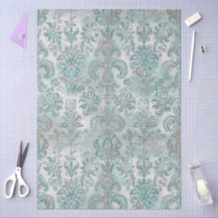 Grunge Damask Aqua Mint Blue Blush Pink Tissue Paper