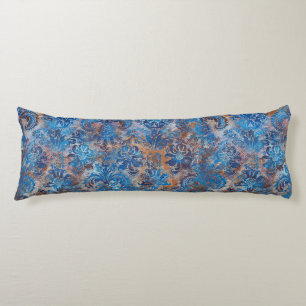 Grunge Damask Cobalt Blue Rust Orange Body Pillow