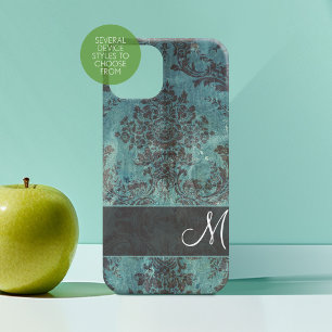 grunge damask Pattern with Monogram Case-Mate iPhone 14 Case
