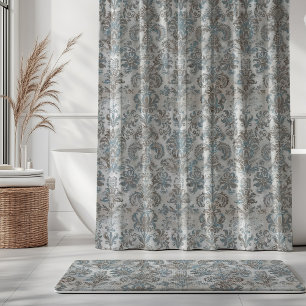 Grunge Damask Taupe Sky Blue Cream Grey