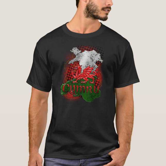 Grunge de T-shirt de Gallois avec le dragon et la (Devant)