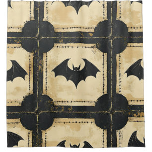 Grunge Denim Halloween Patchwork with Bats (2)