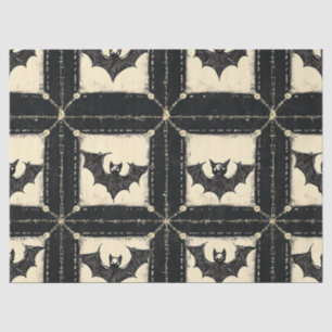 Grunge Denim Halloween Patchwork with Bats Tissue Paper