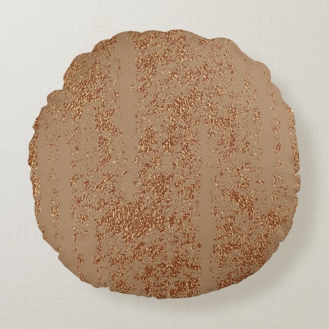 Grunge design. Copper glossy background. Metallic  Round Pillow (Front)
