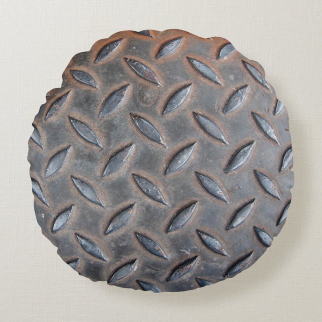 grunge diamond metal background, Welded steel surf Round Pillow (Front)