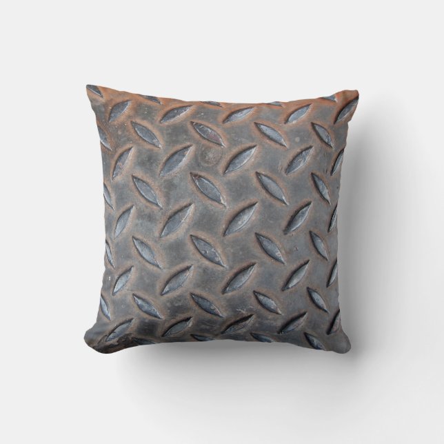 grunge diamond metal background, Welded steel surf Throw Pillow (Front)