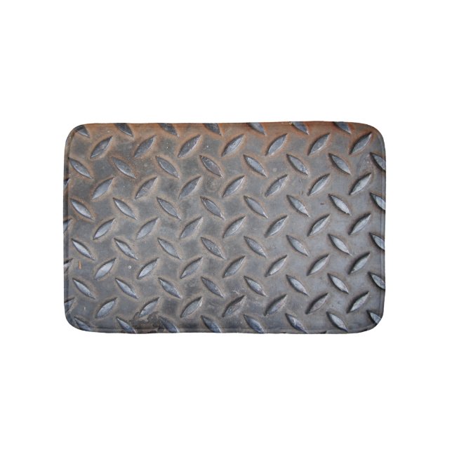 Grunge diamond metal, welded steel texture. bath mat (Front)