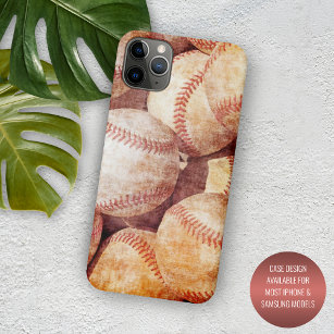 Grunge Dirty Vintage Worn Baseball Sport Balls Case-Mate iPhone Case