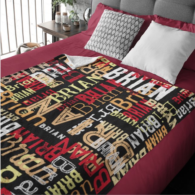 Grunge Distressed Aged Typography Cool Modern Fleece Blanket (urban style)
