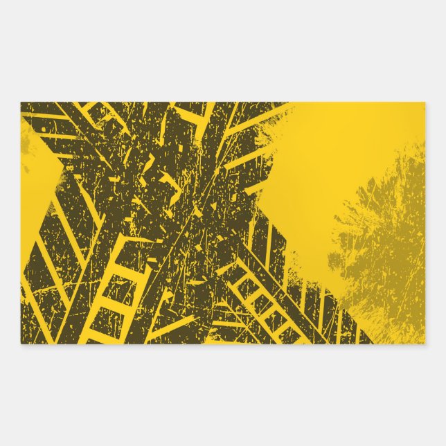 Grunge distressed black tire track road marking sticker (Front)