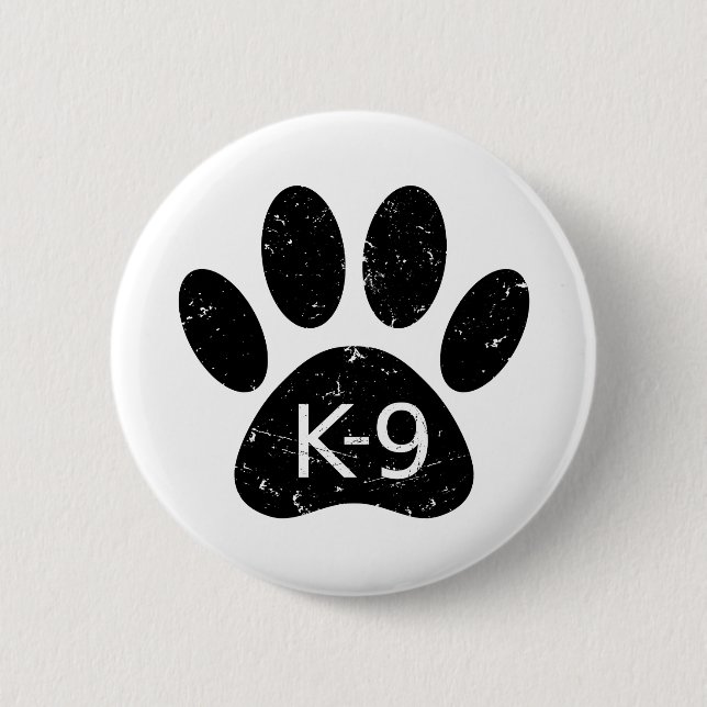 Grunge Distressed Dog Paw K-9 2 Inch Round Button (Front)