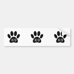 Grunge Distressed Dog Paw K-9 Bumper Sticker