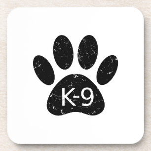Grunge Distressed Dog Paw K-9 Coaster