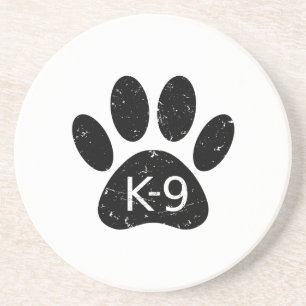 Grunge Distressed Dog Paw K-9 Coaster