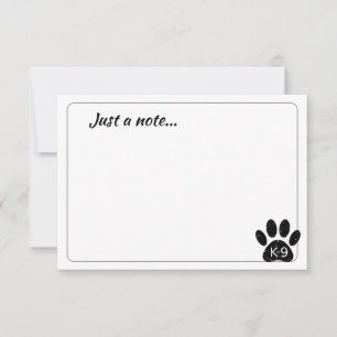 Grunge Distressed Dog Paw K-9 Just a Note Card