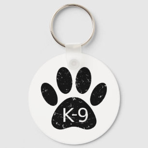 Grunge Distressed Dog Paw K-9 Keychain