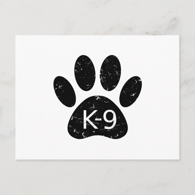 Grunge Distressed Dog Paw K-9 Postcard (Front)