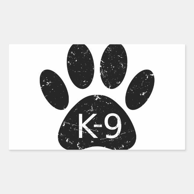 Grunge Distressed Dog Paw K-9 Sticker (Front)