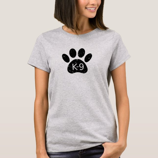 Grunge Distressed Dog Paw K-9 T-Shirt (Front)