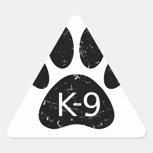 Grunge Distressed Dog Paw K-9 Triangle Sticker (Front)