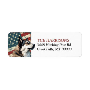 Grunge Drapeau USA Akita Chien Adresse de Retour