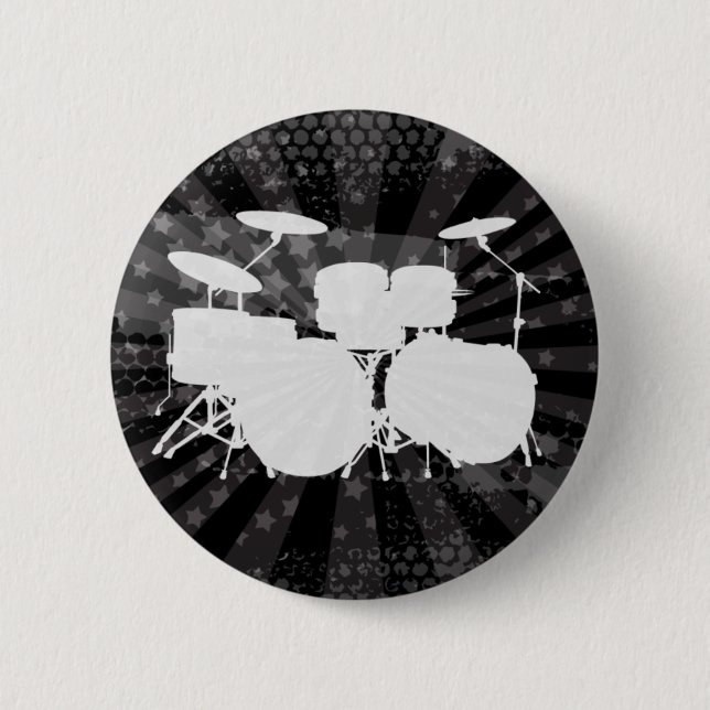 Grunge Drums Black Burst 2 Inch Round Button (Front)