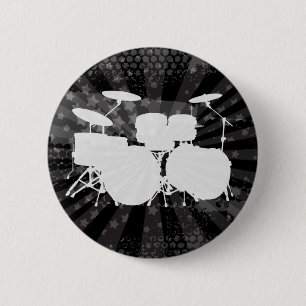 Grunge Drums Black Burst 2 Inch Round Button