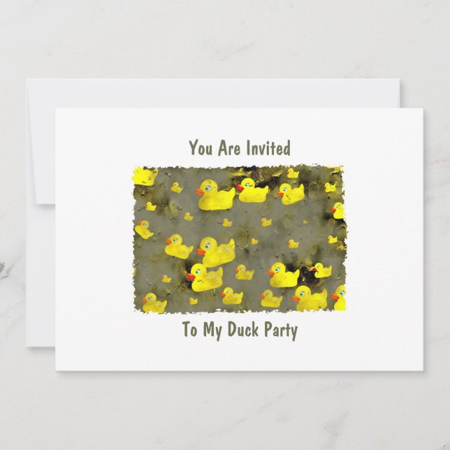 Grunge Ducks, You Are Invited, To My Duck Party Invitation (Front)