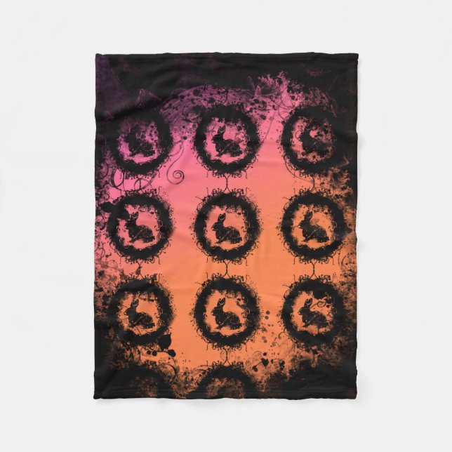 Grunge Easter Bunny Fleece Blanket (Front)