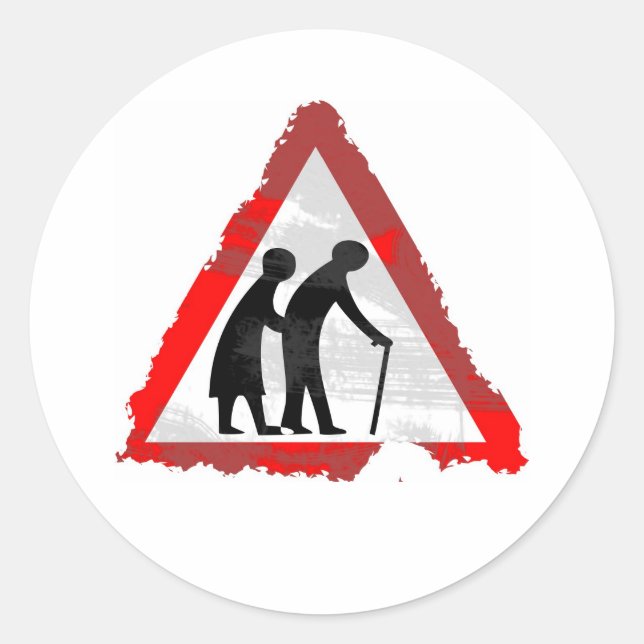 Grunge Elderly People Sign Classic Round Sticker (Front)