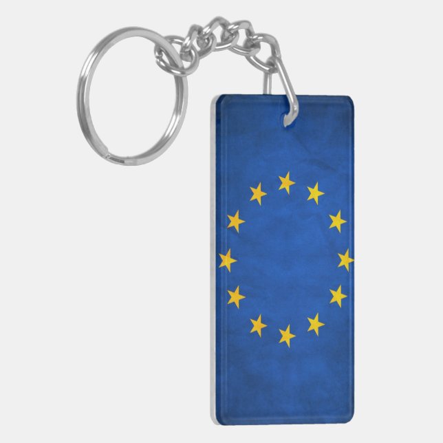 Grunge European Union Flag Keychain (Front Left)