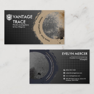Grunge Fingerprint Private Investigator Business Card