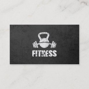 Grunge Fitness Personal Trainer Kettlebell Barbell Business Card