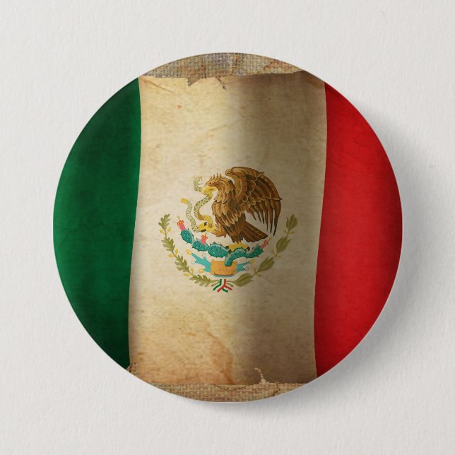 Grunge Flag of Mexico 3 Inch Round Button (Front)