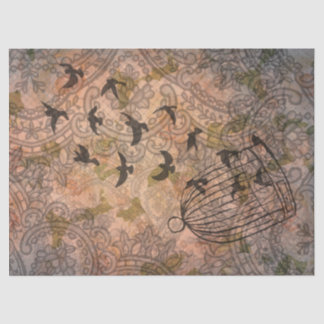 Grunge Floral Birdcage Vintage Lace Tissue Paper