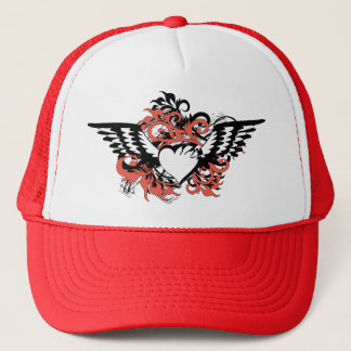 grunge floral heart trucker hat