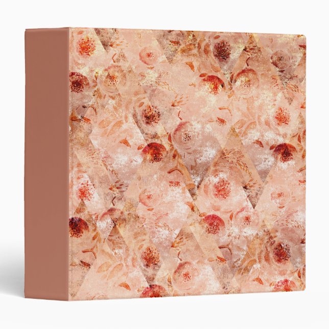 Grunge floral pattern. Coral background.  Binder (Front/Spine)