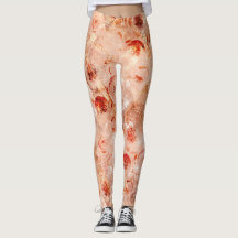 Grunge floral pattern. Coral background.