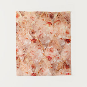 Grunge floral pattern. Coral background.  Tapestry