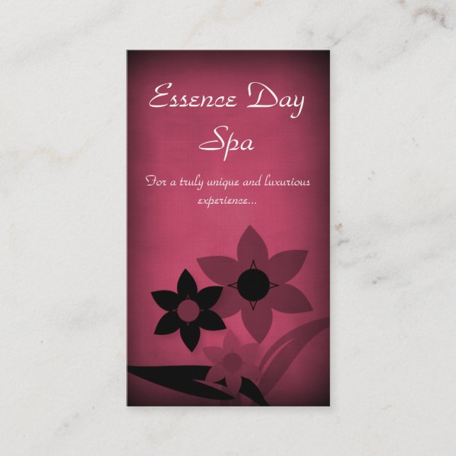 Grunge Florals Business Card, Burgundy Business Card (Front)