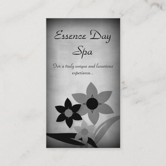 Grunge Florals Business Card, Grey Business Card (Front)