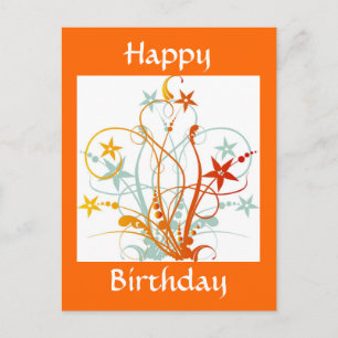 Grunge Flowers, Happy Birthday - Customized Postcard