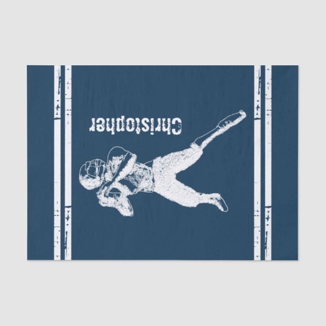 Grunge Football Quarterback Blue and White Tissue Paper (Front)